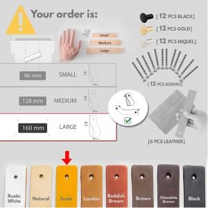 [6 PCS] Manija de Cuero [Casquillo Tricolor] 3 colores de embellecedor. - Suela / Suela, Large