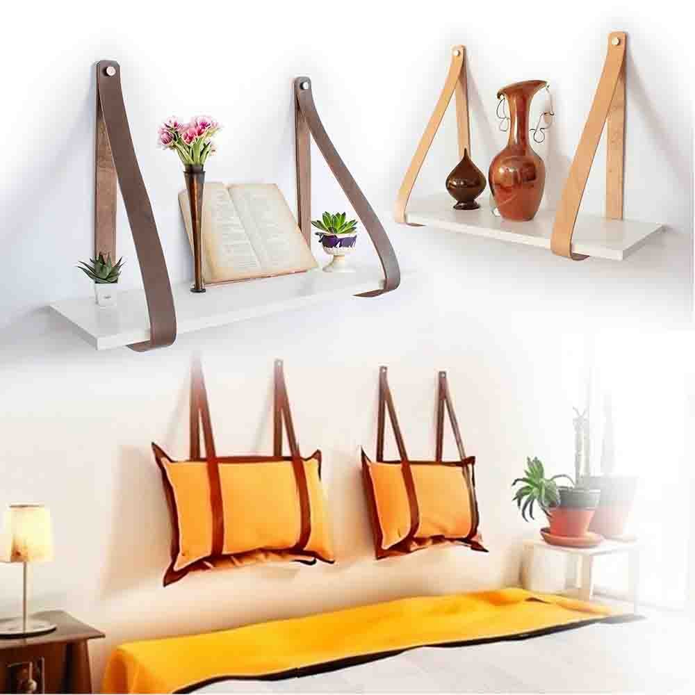 Soporte Correas de Cuero para Estantería. Tiras de Piel Argentina para sujetar sobre Pared. - Imagen 4