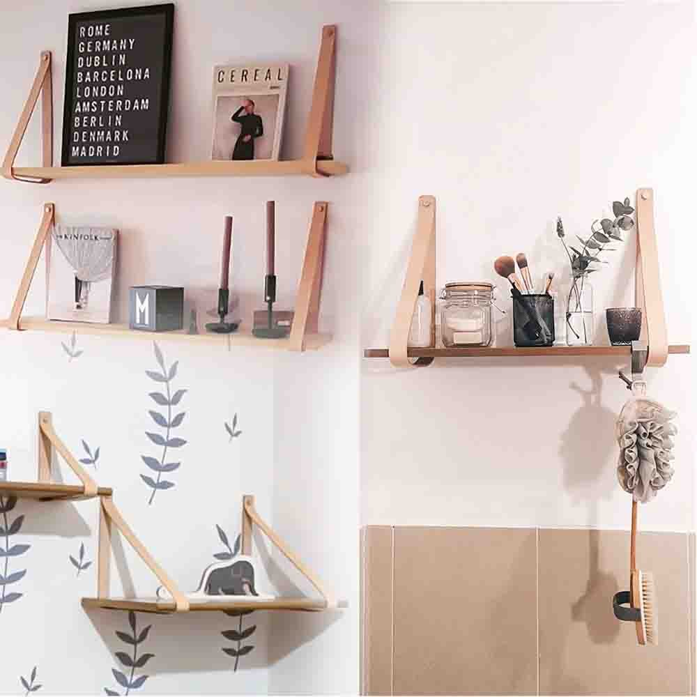 Soporte Correas de Cuero para Estantería. Tiras de Piel Argentina para sujetar sobre Pared. - Imagen 3